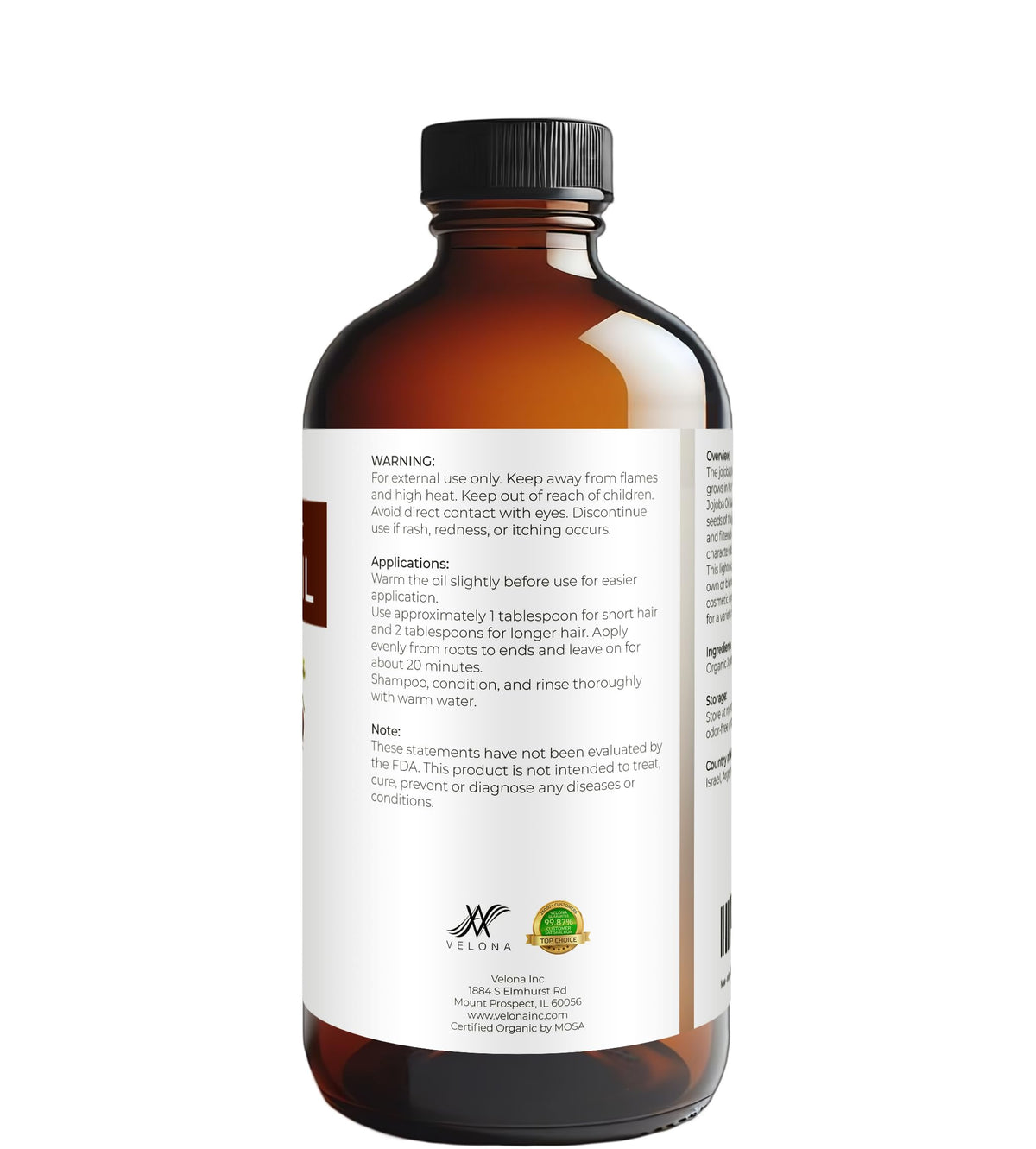 velona bottle next to USDA organic seal highlighting certified purity