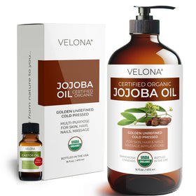 velona glass bottle front view showing pure jojoba oil benefits