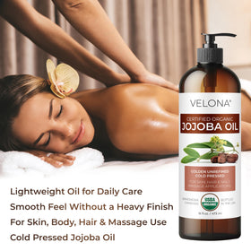 velona label closeup with USDA organic seal showing certified organic ingredient benefit