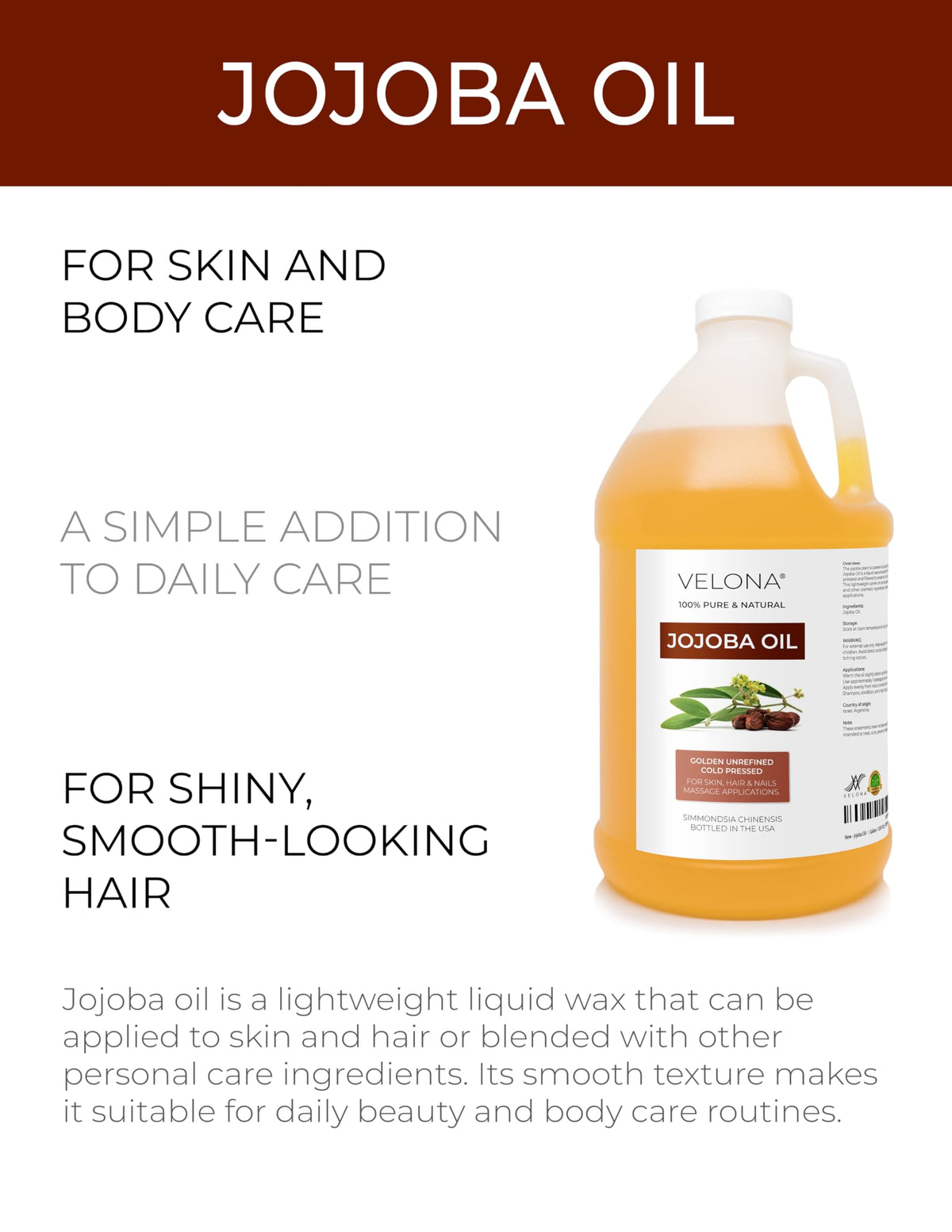 velona jojoba oil pouring close-up highlighting texture and absorption benefit