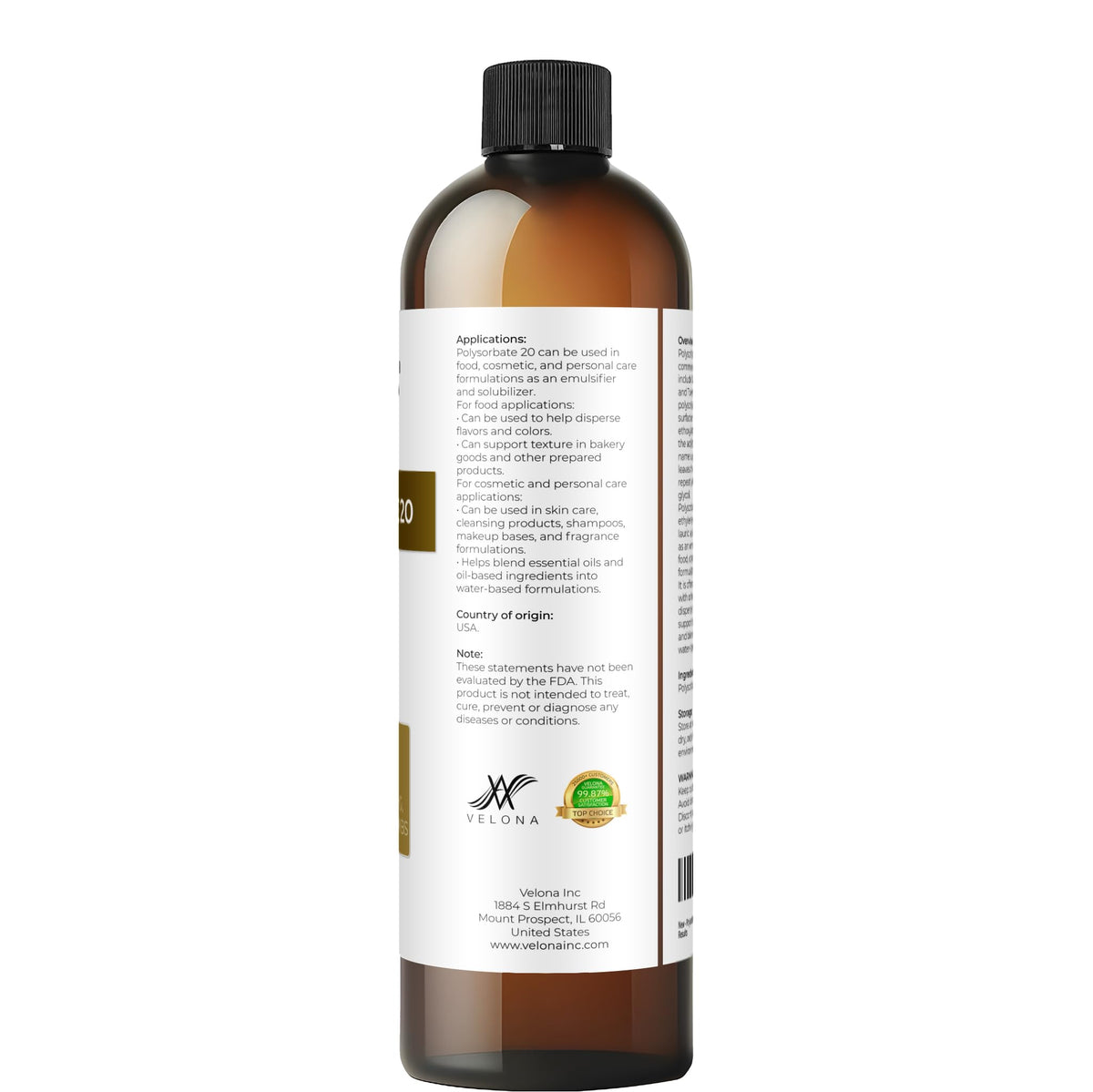 velona polysorbate 20 used in bath bomb dissolving oils evenly