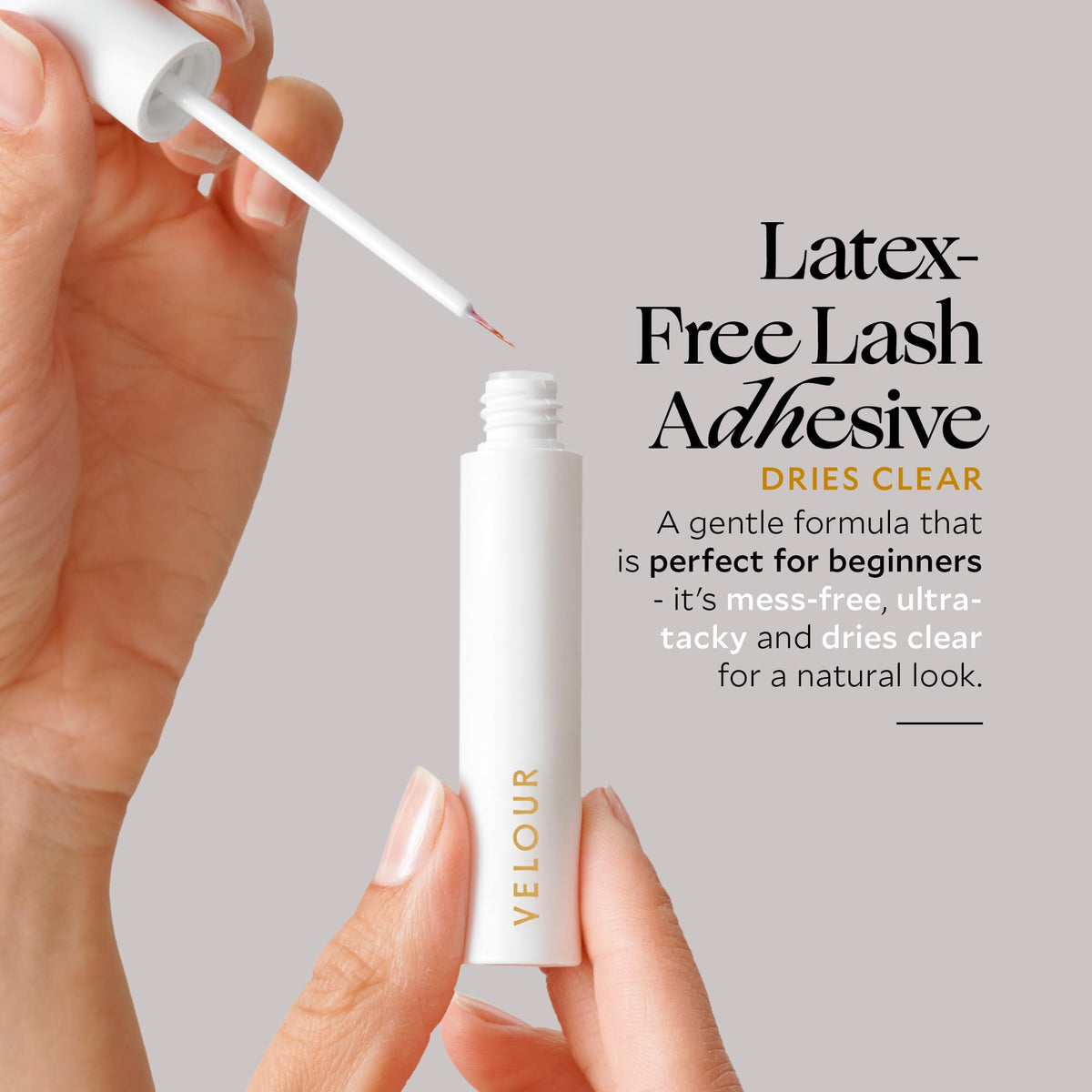 Velour brush applicator close-up for precise, mess-free application