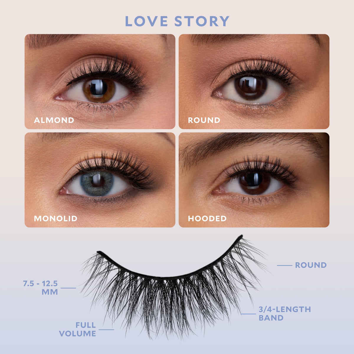 VELOUR round style lash close-up showing balanced fullness benefit
