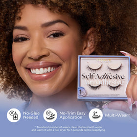 VELOUR lashes next to hand showing three-quarter length scale benefit