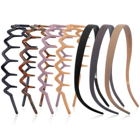 VELSCRUN headband front view showing black and brown options and easy styling benefit