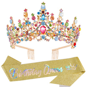 VELSCRUN tiara front view showing sash and crown for instant party styling
