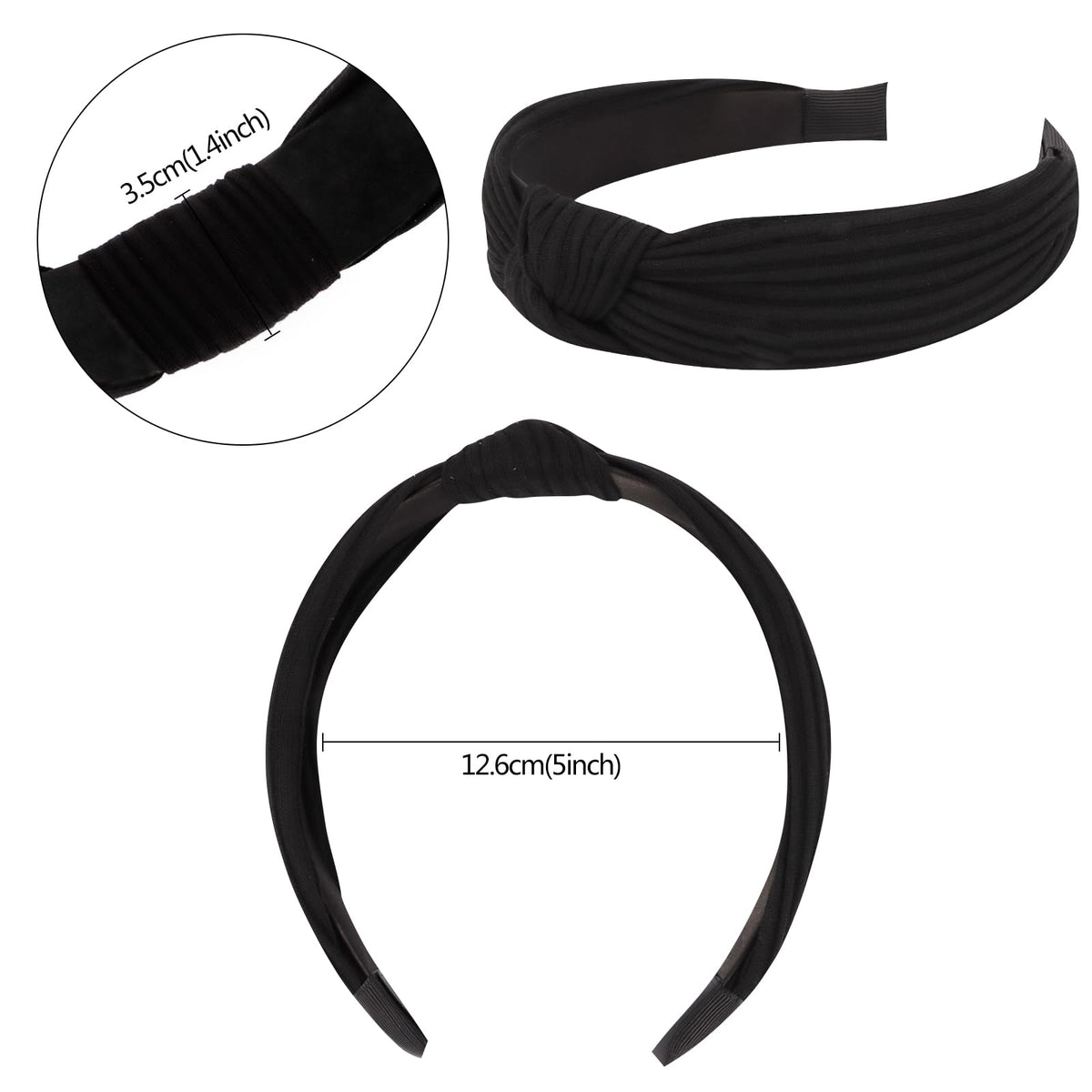 VELSCRUN headbands next to ruler for size comparison showing 3.5cm width