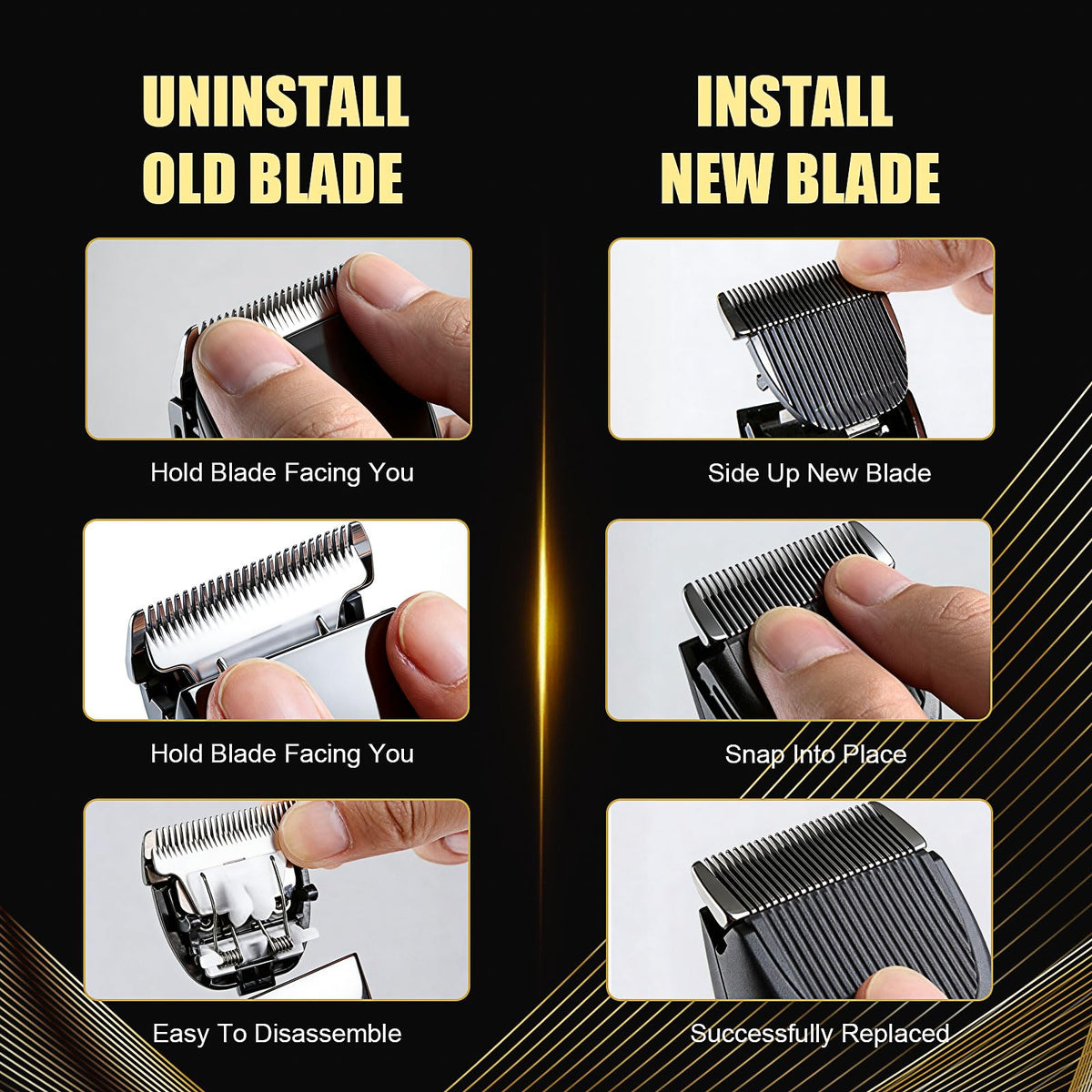 Velurie blade installed in trimmer cutting body hair for comfortable grooming