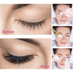 Vemofoper before and after lashes showing cleaner, refreshed lash line