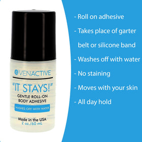 VenActive close-up of clear adhesive texture showing flexible, non-crunchy finish
