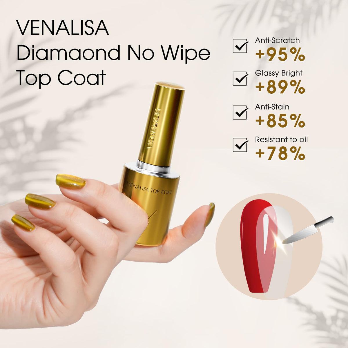VENALISA brush applicator spreading clear top coat for smooth application