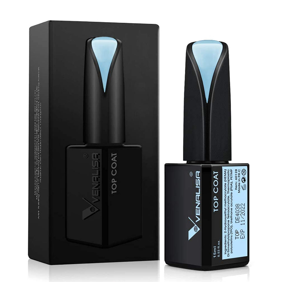VENALISA front packaging of 15ml top coat showing high gloss benefit