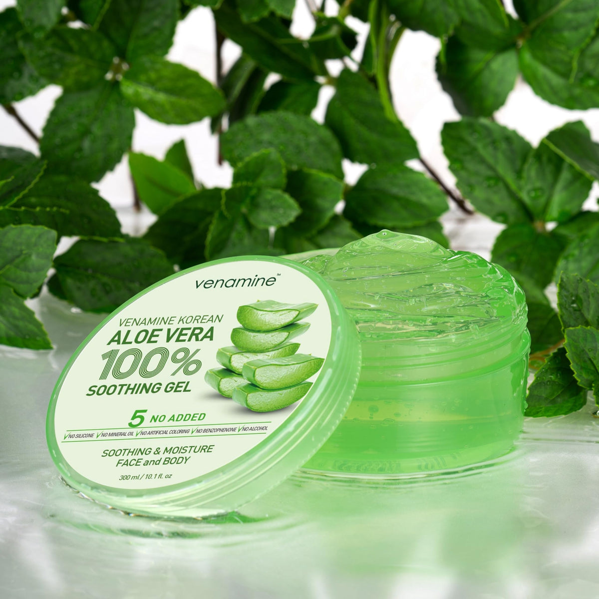 VENAMINE open tub close-up showing gel texture and smooth consistency benefit