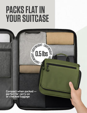 VENTURE 4TH next to travel essentials to show scale and generous capacity