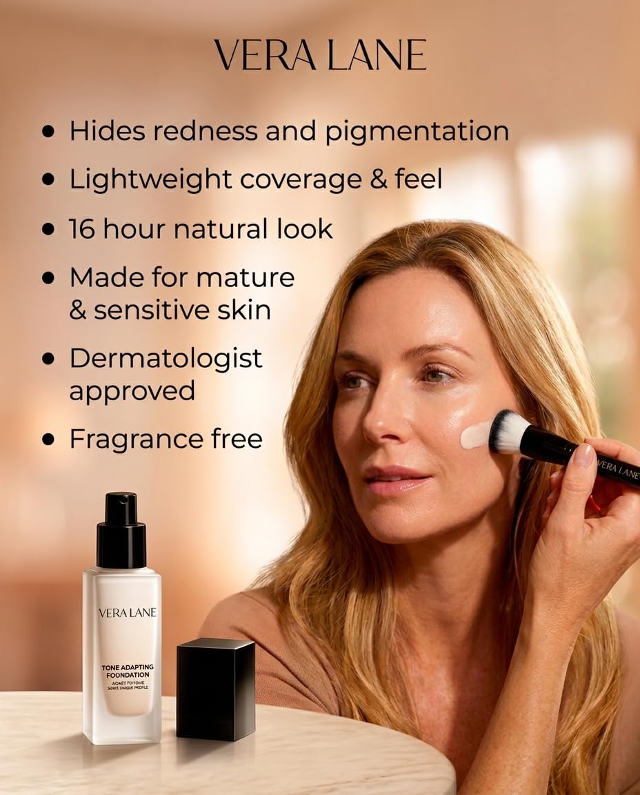 Vera Lane application with brush showing effortless coverage for mature skin