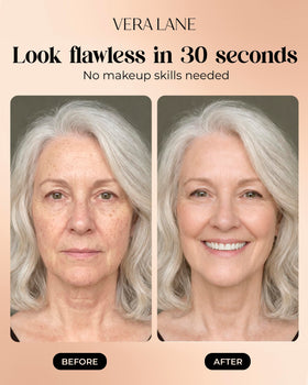 Vera Lane blended cheek comparison showing natural color match and satin finish