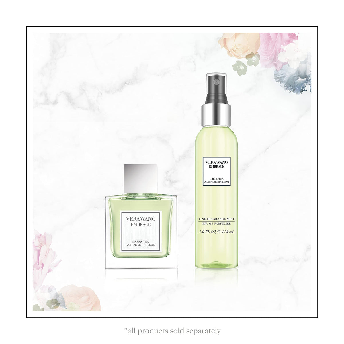 Close-up of Vera Wang label displaying scent name and clear details