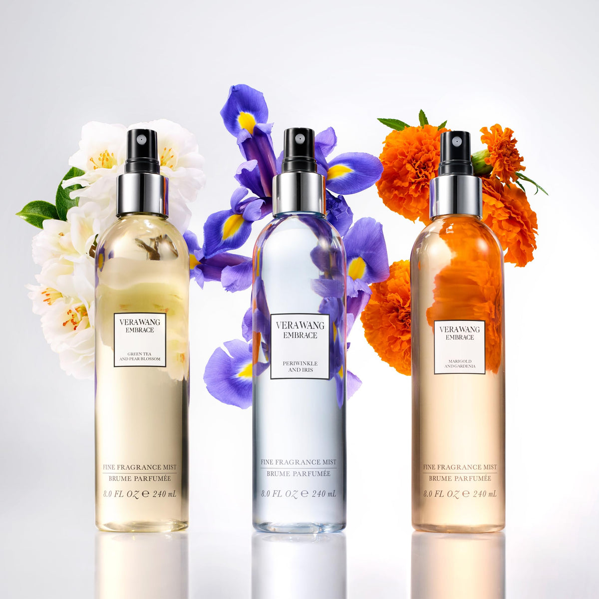 Vera Wang bottle staged on bathroom shelf suggesting daily routine use