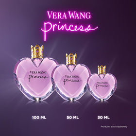 Vera Wang Princess bottle beside coin for size comparison and travel-ready benefit