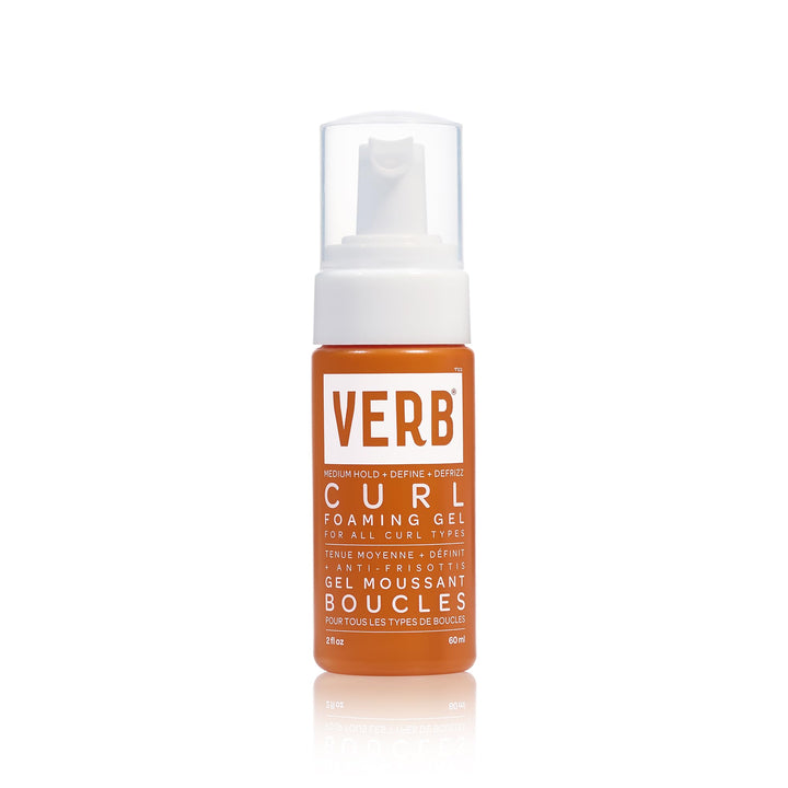 VERB front packaging of Curl Foaming Gel shows bottle and brand benefits