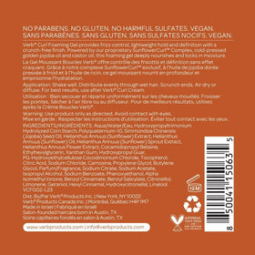 VERB label close-up showing SunflowerCurl Complex and clean ingredients
