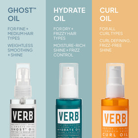 VERB Curl Oil applied to damp curls showing detangling and definition benefit