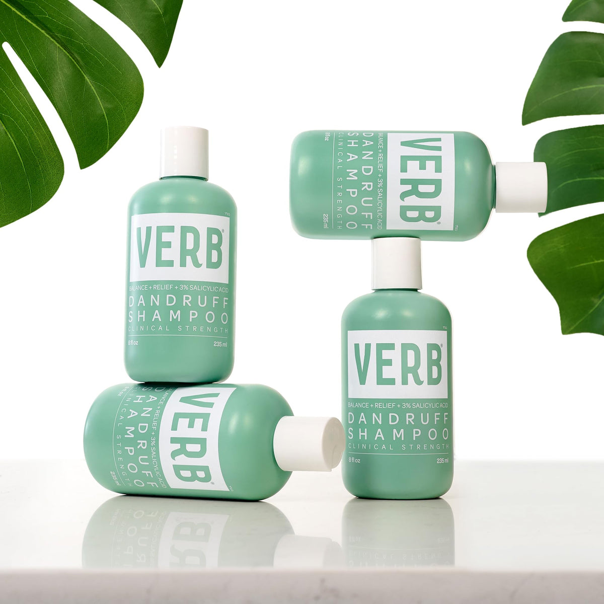 VERB size comparison next to hand showing the 8 oz bottle scale and convenience