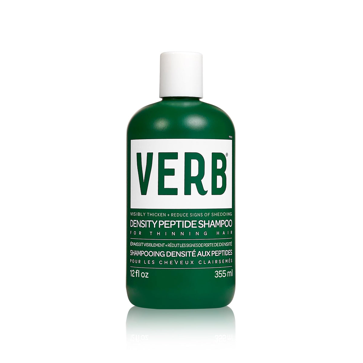 VERB bottle front view showing product branding and thicker-hair benefit