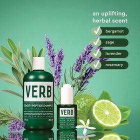 VERB bottle on shower shelf demonstrating everyday routine benefit