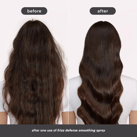 VERB fine mist texture of Frizz Defense spray illustrating lightweight coverage and shine