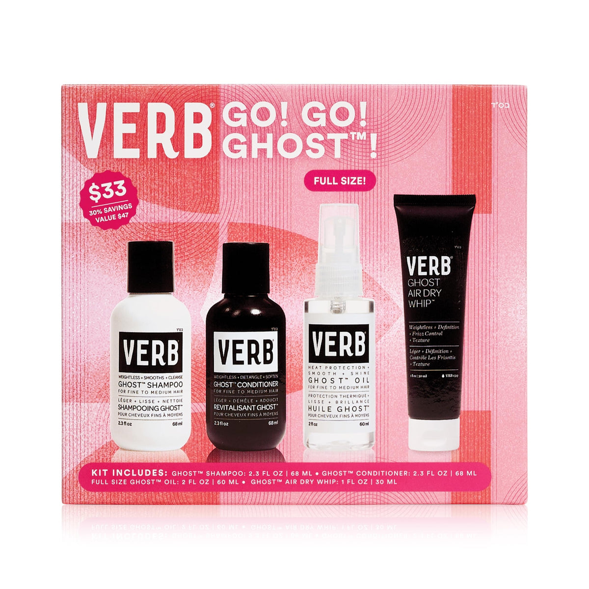 VERB Ghost kit front packaging showing compact travel-ready benefits