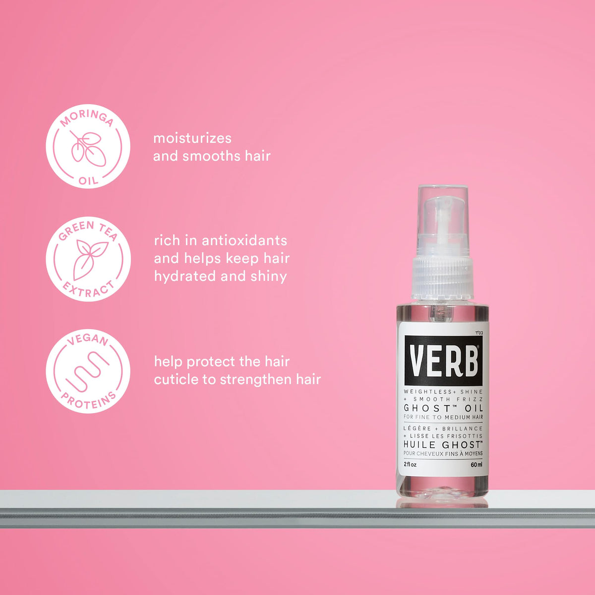 VERB Ghost shampoo and conditioner side by side delivering lightweight smoothing