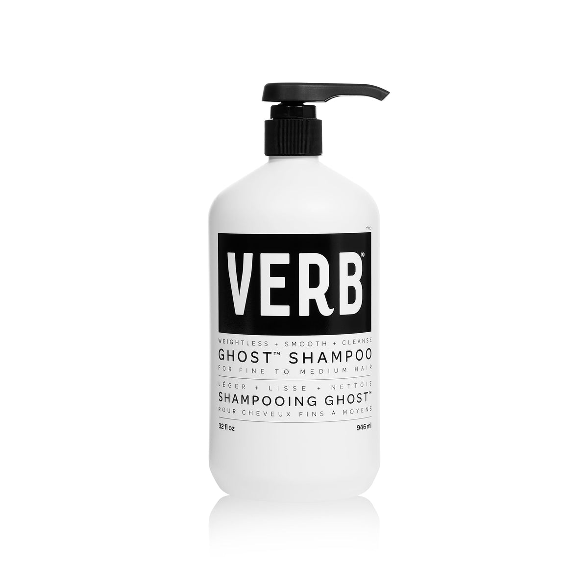VERB Ghost Shampoo front bottle showing clean packaging and large size benefit