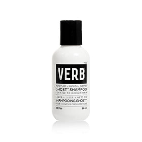 VERB Ghost Shampoo front packaging showing label and size, highlights travel-friendly benefit