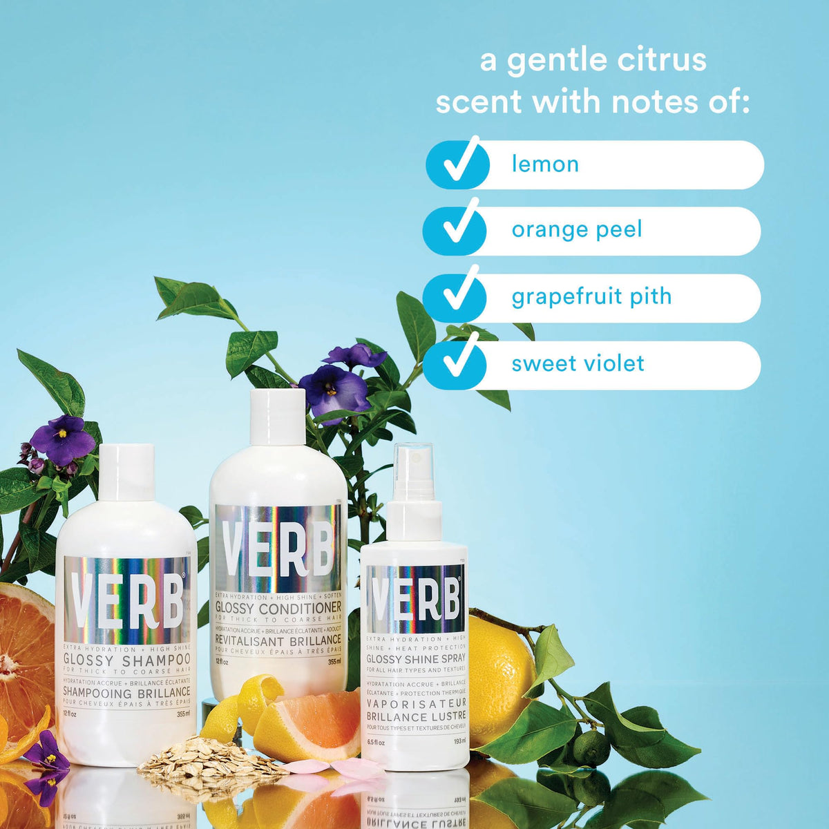 VERB being applied during blow-dry to protect from heat and enhance shine