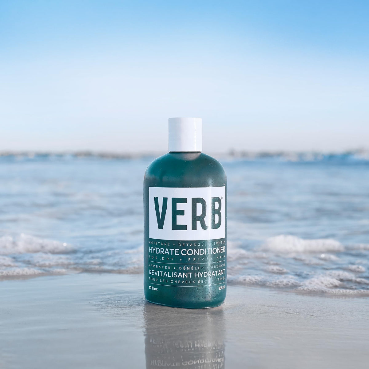 VERB bottle on bathroom shelf in lifestyle setting implying daily routine benefit
