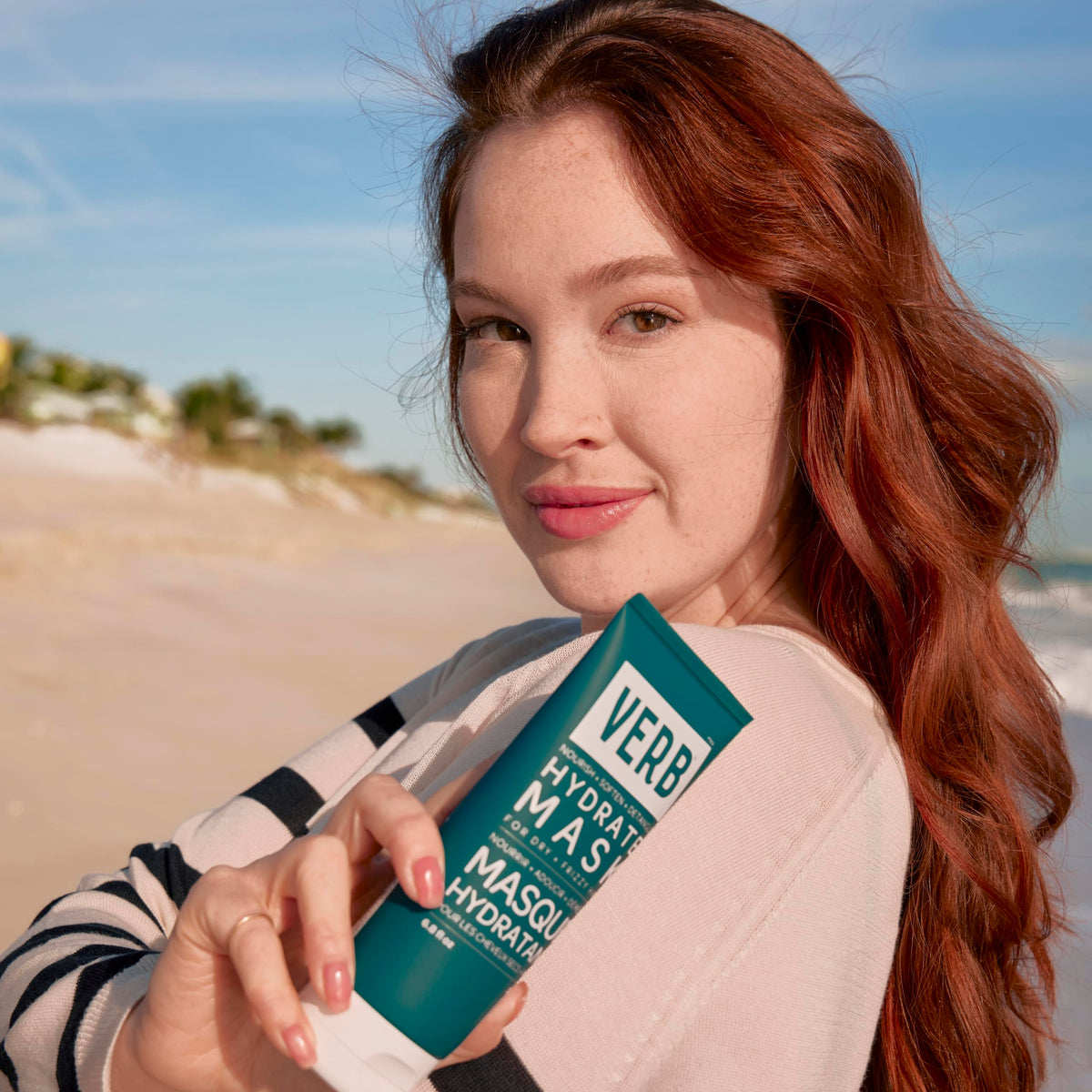 VERB Hydrate Mask results on hair after treatment showing smooth, shiny finish