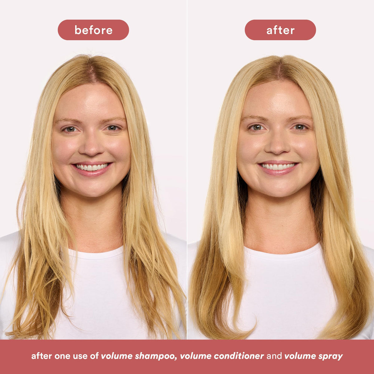 VERB before-and-after hair comparison showing visible lifted volume