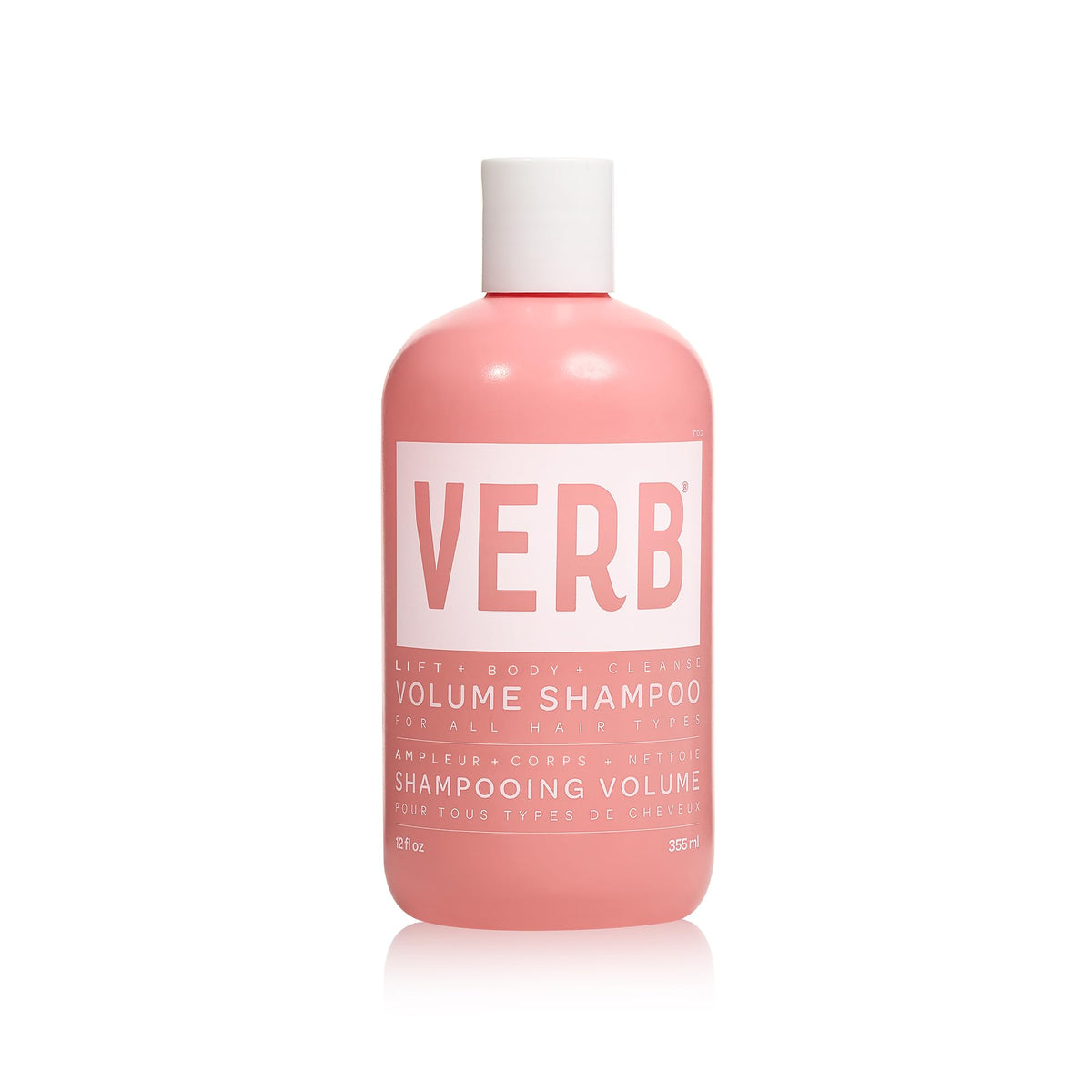 VERB volume shampoo front bottle showing clean packaging and size benefit