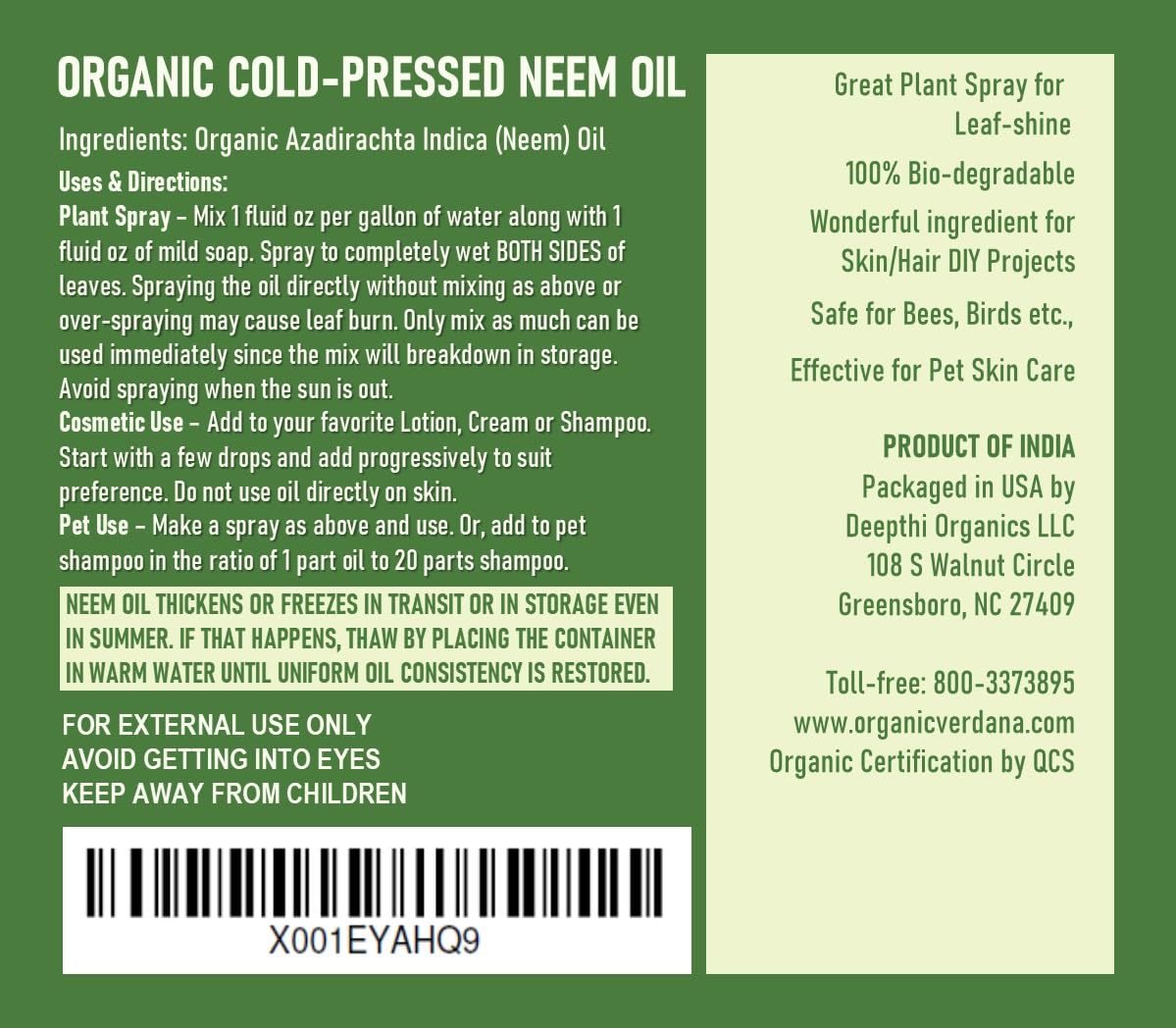 Verdana neem oil dropper releasing oil highlighting concentration and ease of use