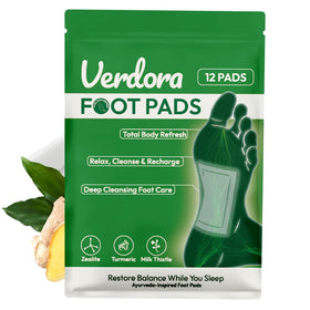 VERDORA front packaging showing adhesive foot pads and calming branding benefit