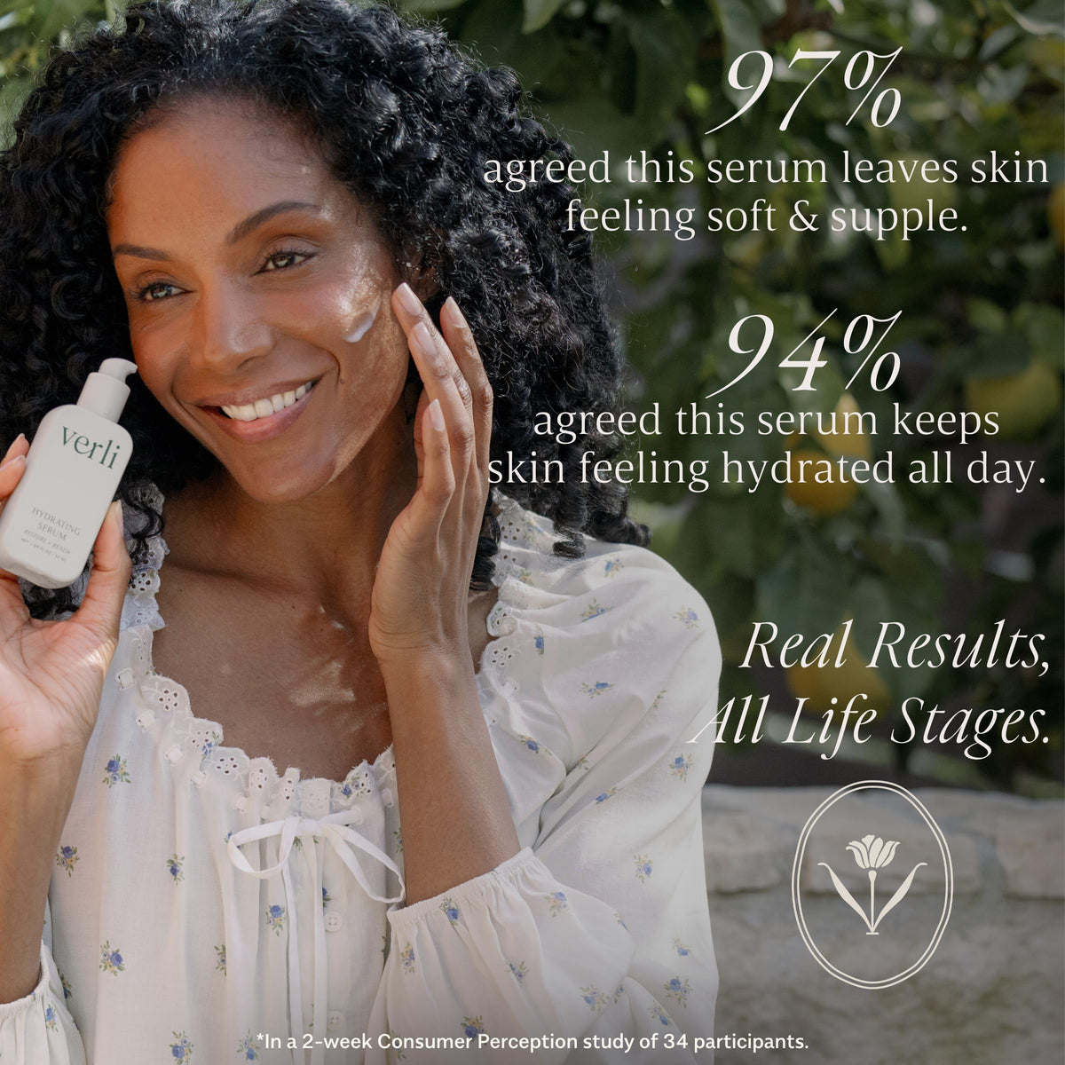 Verli pump and label detail, emphasizes ingredient clarity and easy dispensing benefit