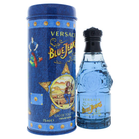 Versace Blue Jeans bottle cap and neck close-up highlighting quality finish and durable sprayer