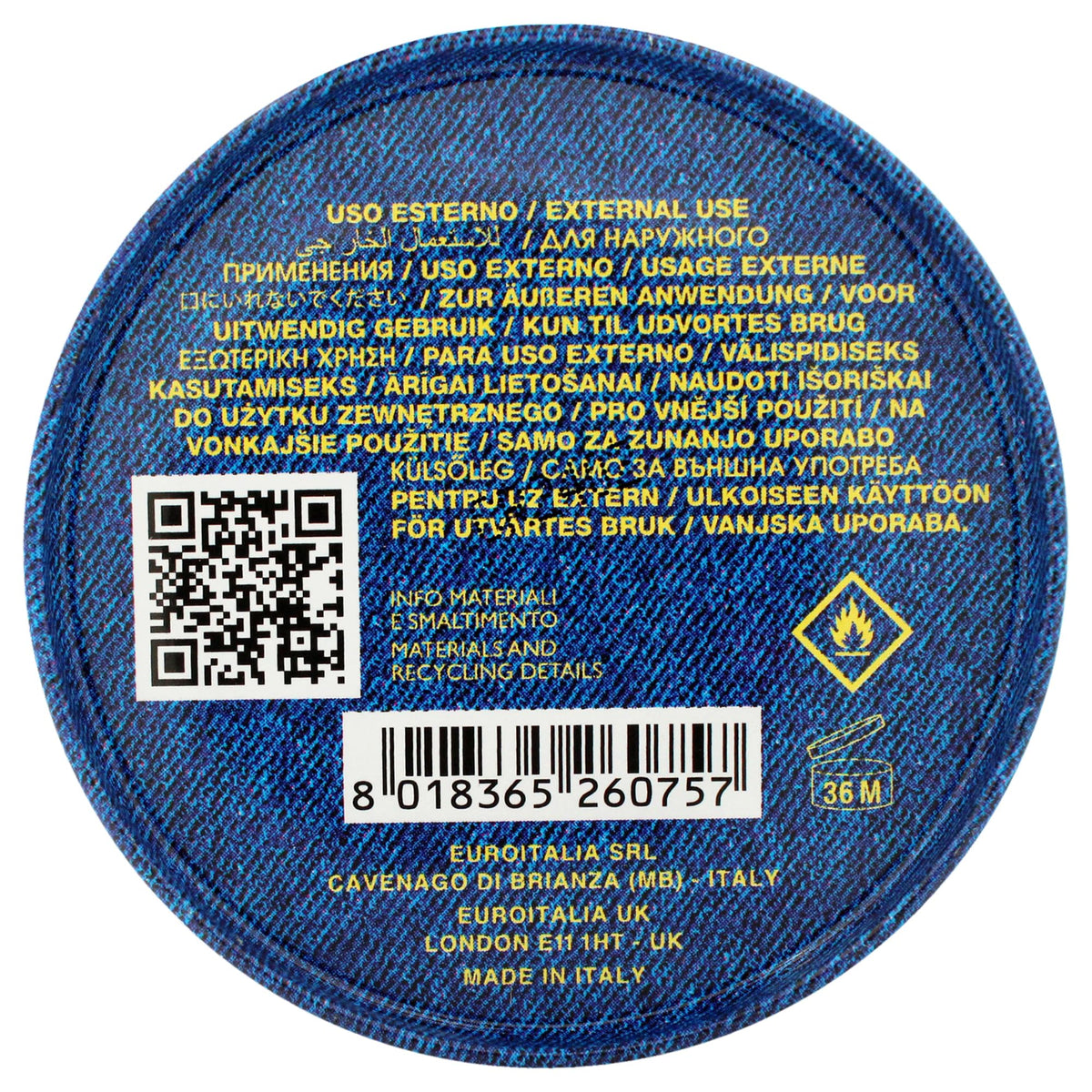 Versace Blue Jeans bottle held in hand showing the 2.5-ounce scale for travel-friendly convenience