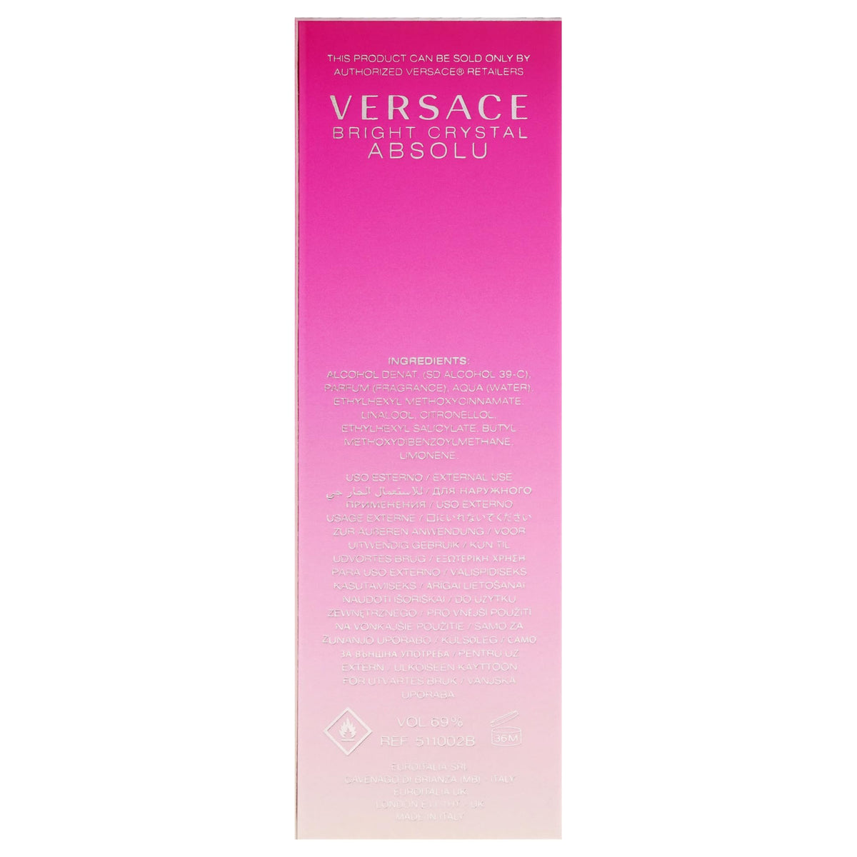 Close detail of Versace bottle lid showing high-quality finish and protection