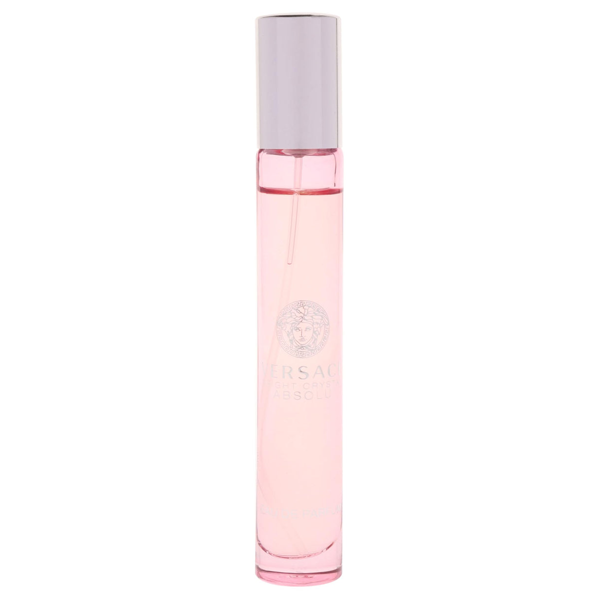 Versace travel spray close-up of atomizer emphasizing precise, no-waste mist