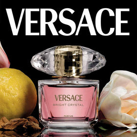 Versace box and 90ml bottle beside hand for scale and gift presentation