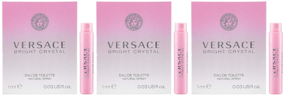 Versace Bright Crystal travel vial front view showing compact sample convenience