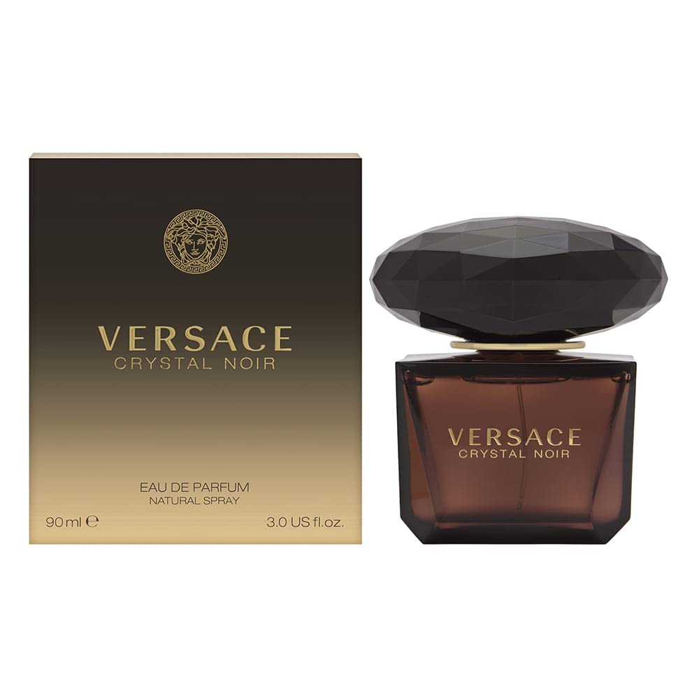 Versace Crystal Noir front packaging showing bottle and box, conveys luxury and gifting appeal