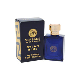 Versace Dylan Blue mini close texture detail highlighting glass finish benefit: premium look